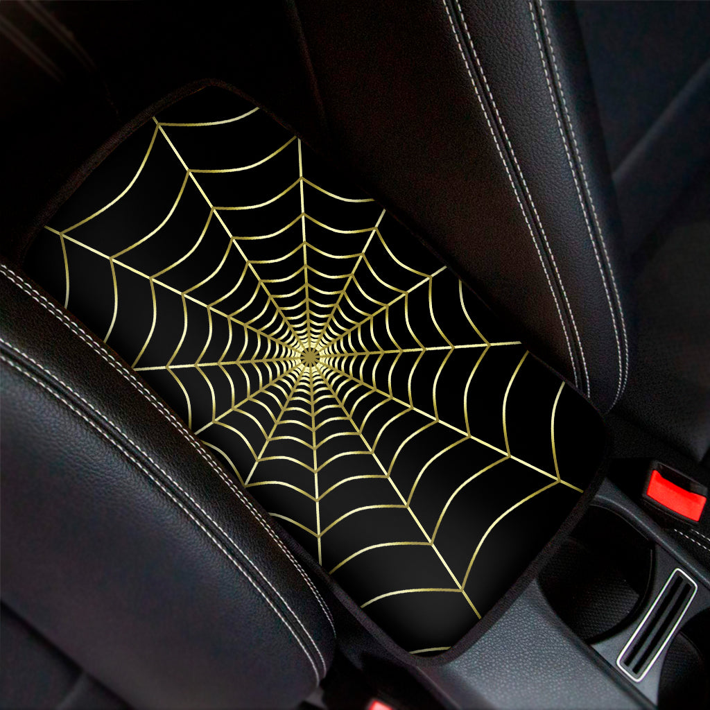 Yellow Cobweb Print Car Center Console Cover