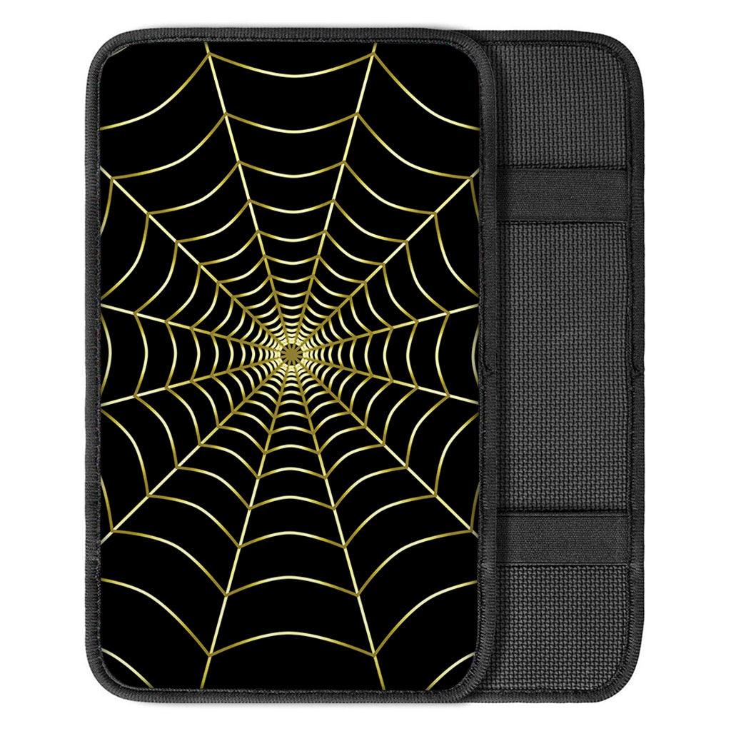 Yellow Cobweb Print Car Center Console Cover