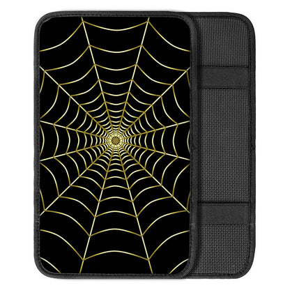 Yellow Cobweb Print Car Center Console Cover