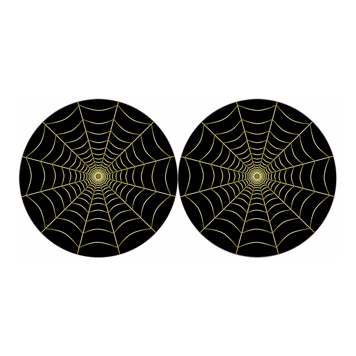 Yellow Cobweb Print Car Coasters