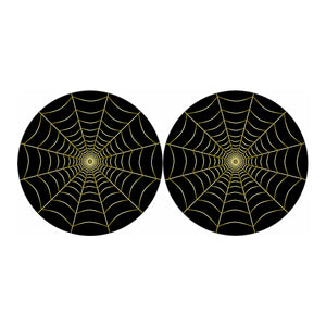 Yellow Cobweb Print Car Coasters