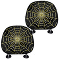 Yellow Cobweb Print Car Headrest Covers