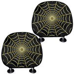 Yellow Cobweb Print Car Headrest Covers