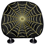 Yellow Cobweb Print Car Headrest Covers