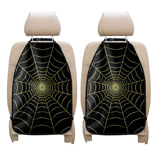 Yellow Cobweb Print Car Seat Organizers