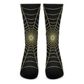 Yellow Cobweb Print Crew Socks