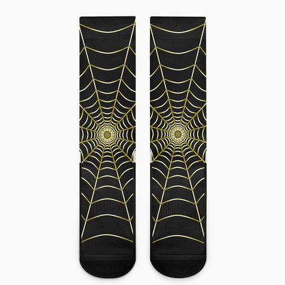 Yellow Cobweb Print Crew Socks
