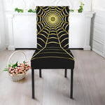 Yellow Cobweb Print Dining Chair Slipcover