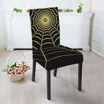 Yellow Cobweb Print Dining Chair Slipcover