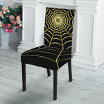 Yellow Cobweb Print Dining Chair Slipcover