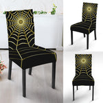Yellow Cobweb Print Dining Chair Slipcover