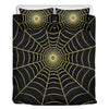 Yellow Cobweb Print Duvet Cover Bedding Set