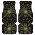 Yellow Cobweb Print Front and Back Car Floor Mats