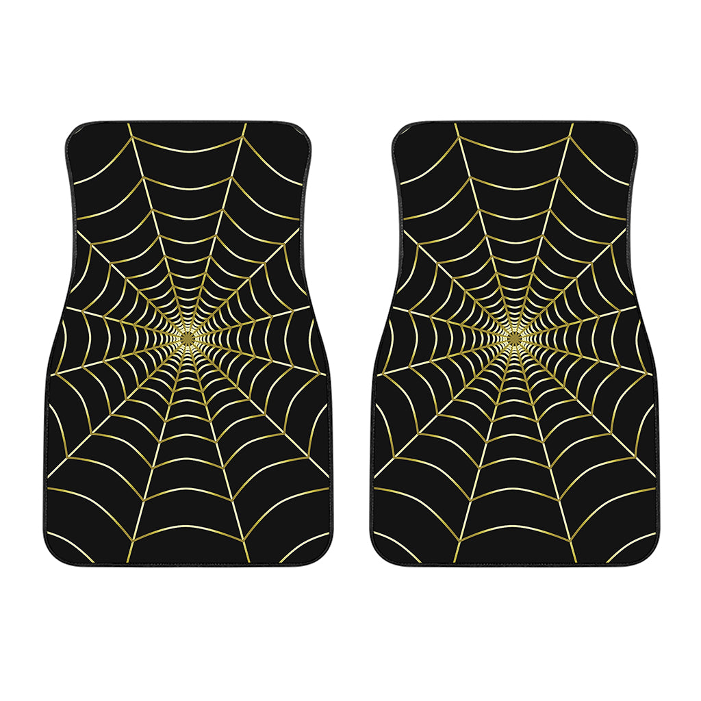 Yellow Cobweb Print Front Car Floor Mats