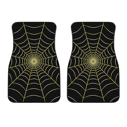 Yellow Cobweb Print Front Car Floor Mats