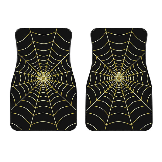 Yellow Cobweb Print Front Car Floor Mats