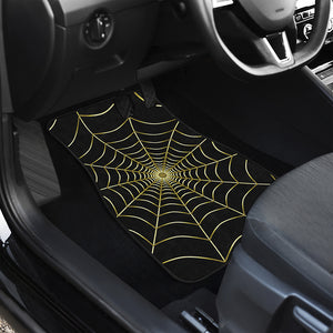 Yellow Cobweb Print Front Car Floor Mats