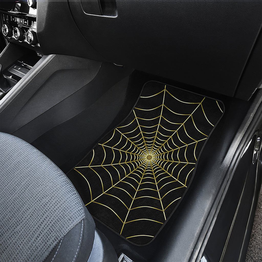 Yellow Cobweb Print Front Car Floor Mats