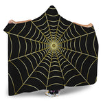 Yellow Cobweb Print Hooded Blanket