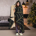 Yellow Cobweb Print Hooded Blanket