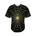 Yellow Cobweb Print Men's Baseball Jersey