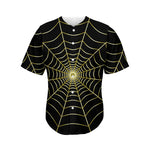 Yellow Cobweb Print Men's Baseball Jersey