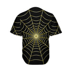 Yellow Cobweb Print Men's Baseball Jersey