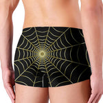 Yellow Cobweb Print Men's Boxer Briefs