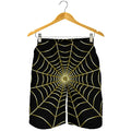 Yellow Cobweb Print Men's Shorts
