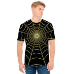 Yellow Cobweb Print Men's T-Shirt