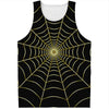 Yellow Cobweb Print Men's Tank Top