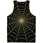 Yellow Cobweb Print Men's Tank Top