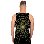 Yellow Cobweb Print Men's Tank Top