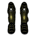 Yellow Cobweb Print Muay Thai Shin Guards