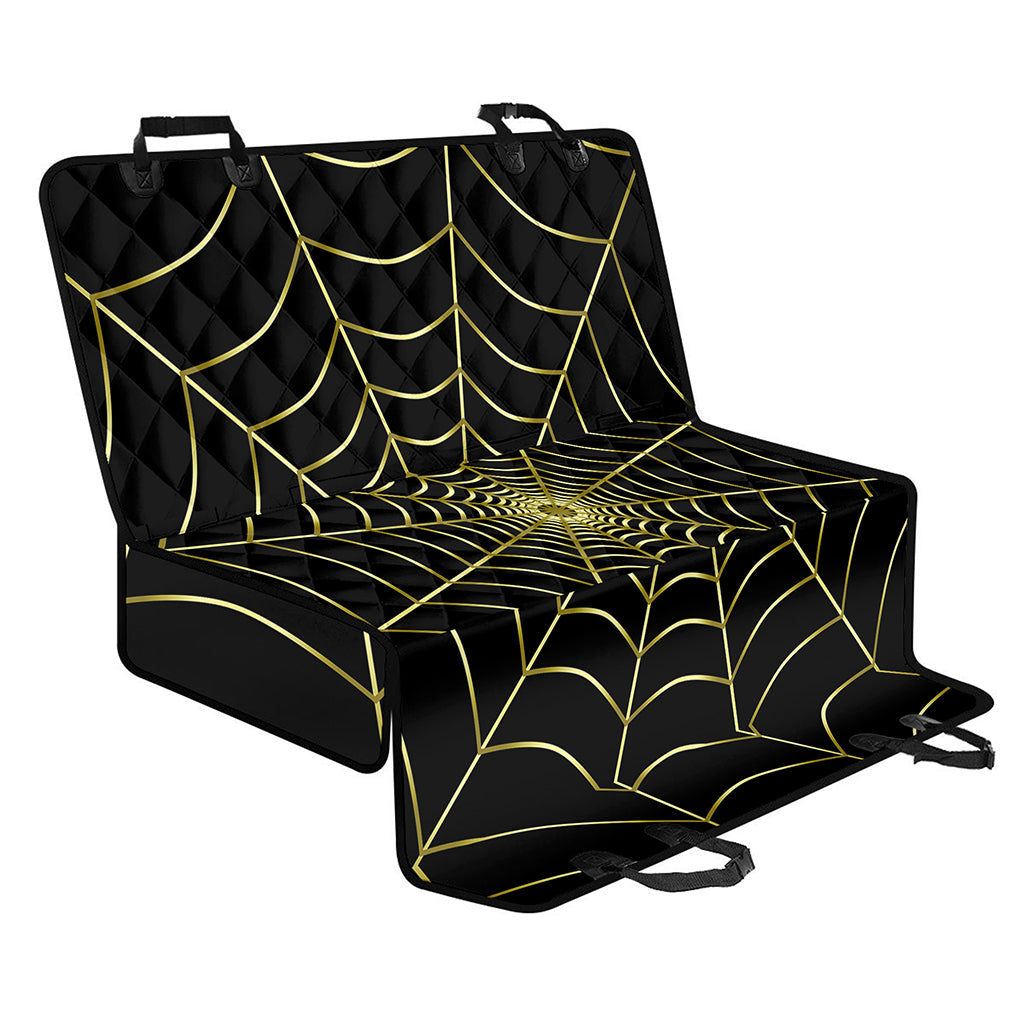 Yellow Cobweb Print Pet Car Back Seat Cover