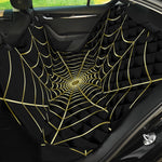 Yellow Cobweb Print Pet Car Back Seat Cover