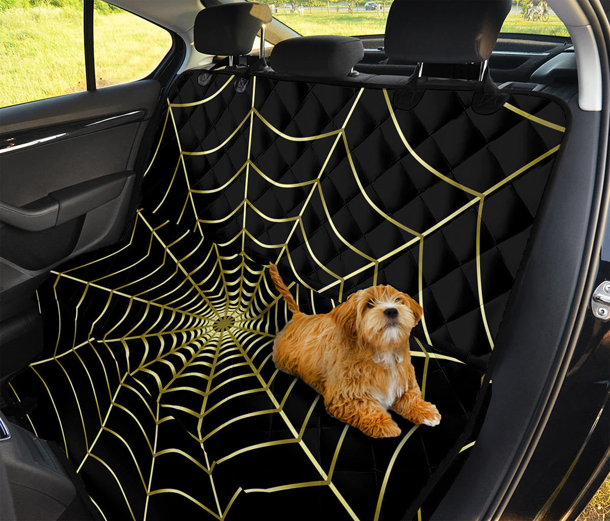 Yellow Cobweb Print Pet Car Back Seat Cover
