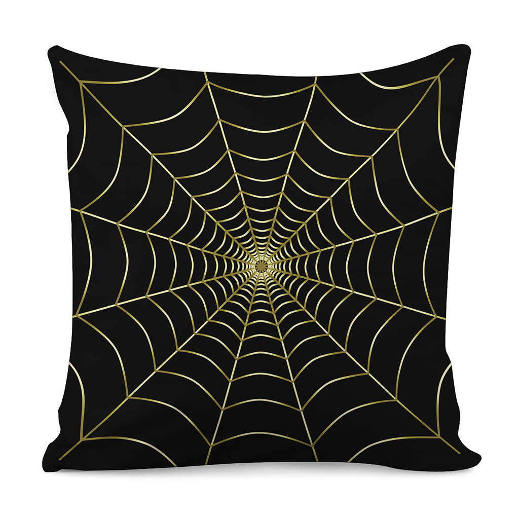 Yellow Cobweb Print Pillow Cover