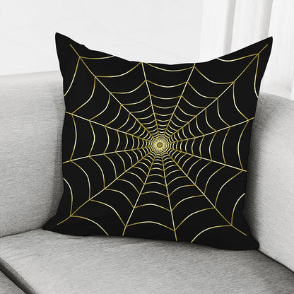Yellow Cobweb Print Pillow Cover