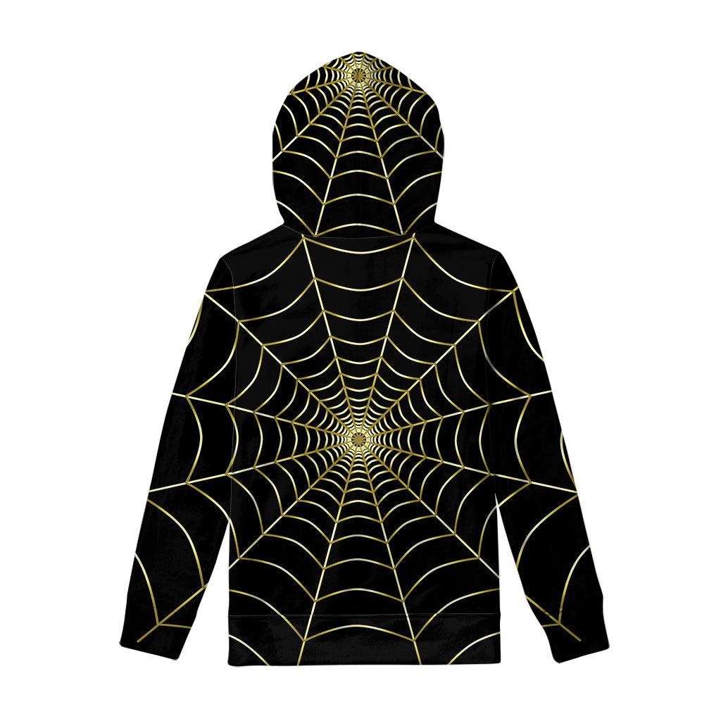 Yellow Cobweb Print Pullover Hoodie
