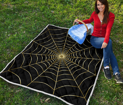 Yellow Cobweb Print Quilt