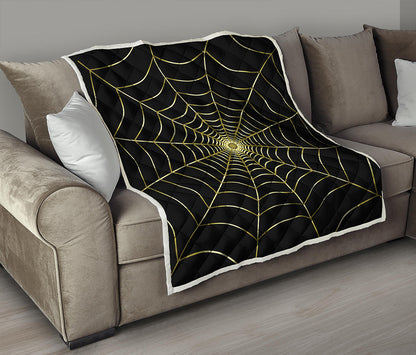 Yellow Cobweb Print Quilt