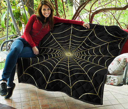Yellow Cobweb Print Quilt