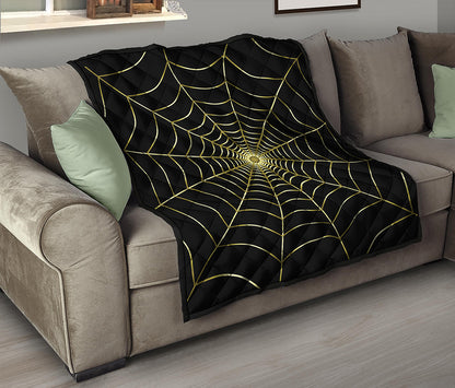 Yellow Cobweb Print Quilt