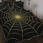 Yellow Cobweb Print Quilt Bed Set