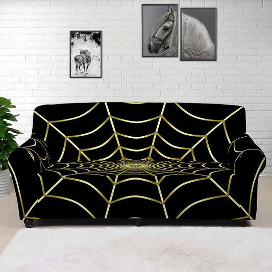 Yellow Cobweb Print Sofa Cover