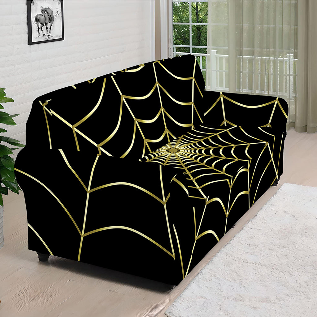 Yellow Cobweb Print Sofa Cover