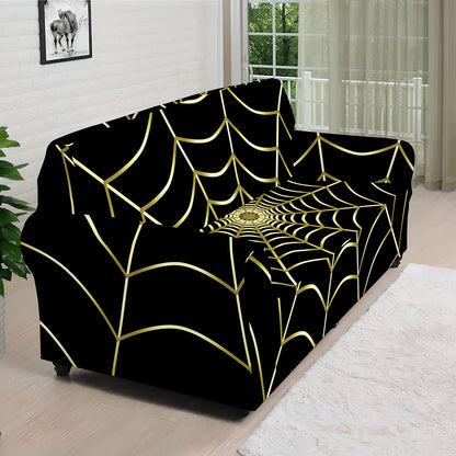 Yellow Cobweb Print Sofa Cover