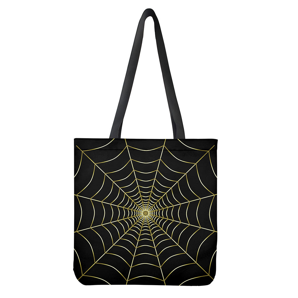 Yellow Cobweb Print Tote Bag