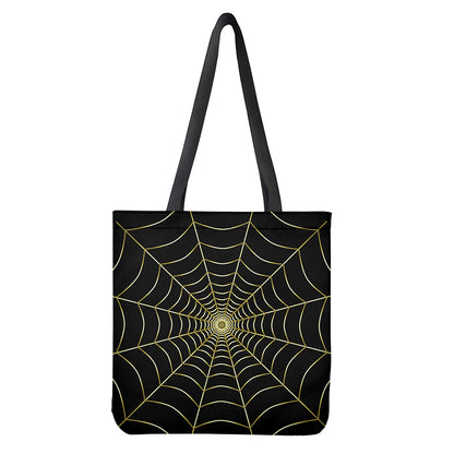 Yellow Cobweb Print Tote Bag